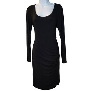 Banana Republic Black Ruched Long Sleeve Dress – Size M, NWT MSRP $69.99